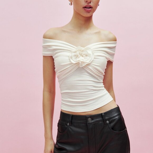 Reformation Tops - Reformation Emerald Knit Top in Horchata/Cream, Size XS, $128